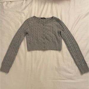 Crop Cable Knit Grey Sweater